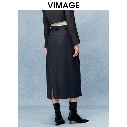 VIMAGE纬漫纪秋季新款时尚气质纯色百搭显瘦长裙半身裙V2206809 商品图4