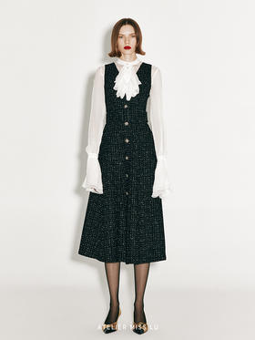 【巴塞罗那之约】复古粗花呢收腰A字连衣裙