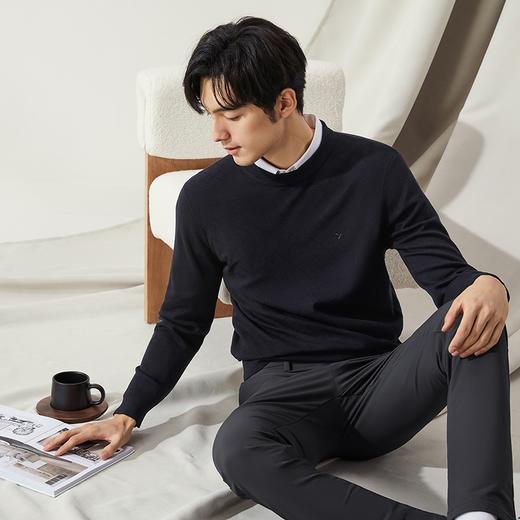 【高端系列】柒牌圆领毛衣男2024冬季新款时尚休闲舒适百搭针织衫	127Y70870 商品图1