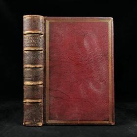 含藏书票！1843年 乔叟诗集 1幅肖像插图 全真皮精装18开