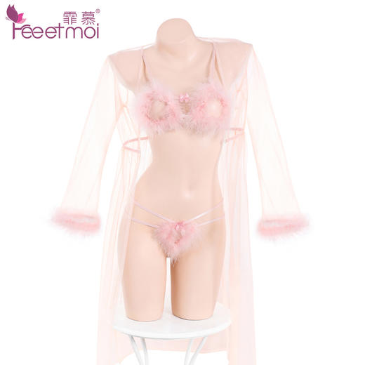 霏慕毛绒饰胸三点式透身睡袍6739 商品图12