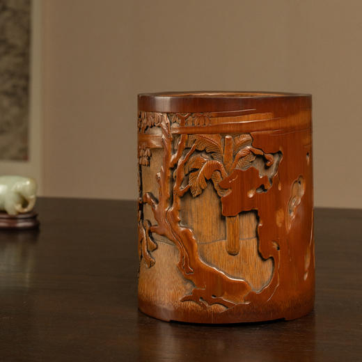 清 竹雕蕉荫仕女笔筒 商品图4