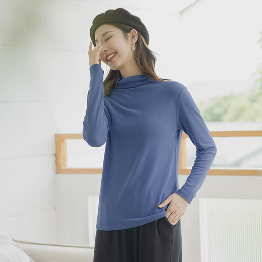 皇家丽美半高领长袖T恤女叠穿弹力打底衫时髦内搭上衣SZ2636 商品图0