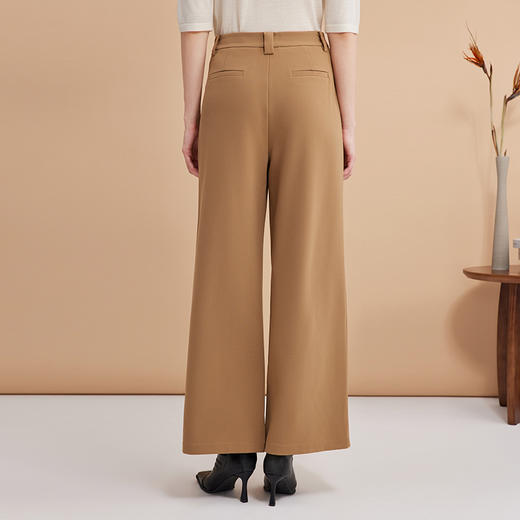 EITIE爱特爱利落干练显瘦阔腿深卡其高腰简约休闲裤秋季新款C2405408 商品图4