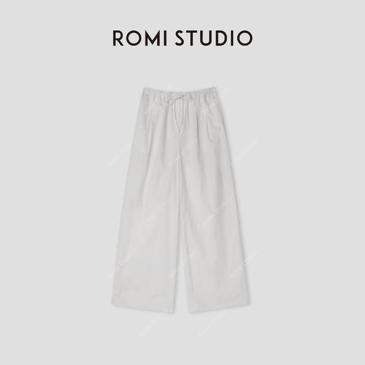 ROMI STUDIO “笃定自我” 100%进口长绒棉抽绳直筒休闲裤 431K1069 商品图4