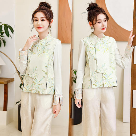 新中式提花马甲，时尚打底衫HR-2610T 商品图1