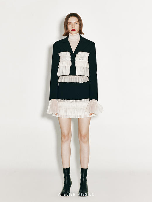 【彼端之云】多层柔纱拼接造型短外套 商品图0