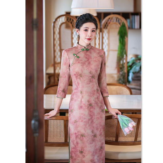 复古国风长款，曼丽绒七分袖旗袍GX-27575 商品图3
