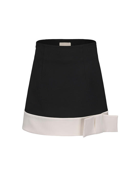 【天鹅湖】下摆蝴蝶结设计撞色小A字半裙 商品图4