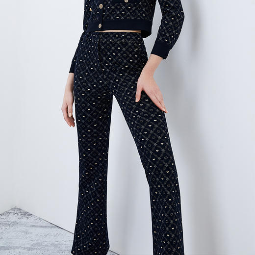 EITIE爱特爱秋季新款时尚百搭显瘦印花高腰长裤女7505212 商品图2