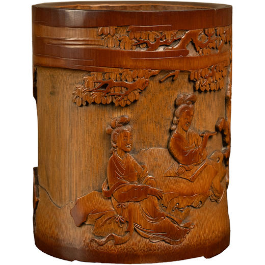 清 竹雕蕉荫仕女笔筒 商品图5