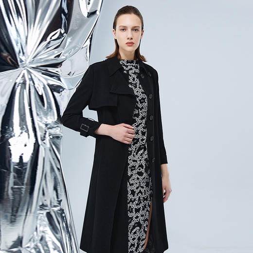 EITIE爱特爱秋季新款酷感经典通勤长款风衣外套7504210 商品图3