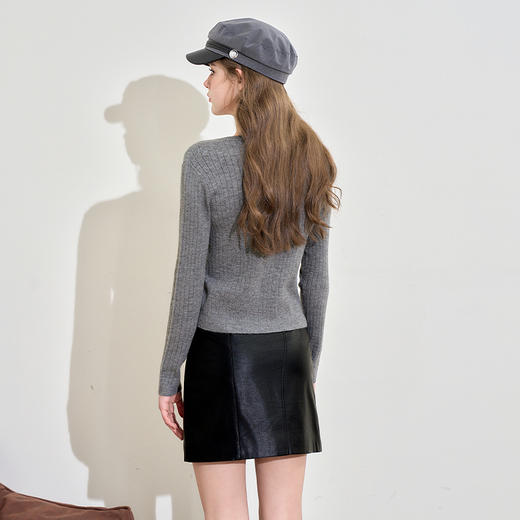 高级感精致双开拉链柔软保暖毛衣外套女早春圆领长袖上衣V3642455 商品图5