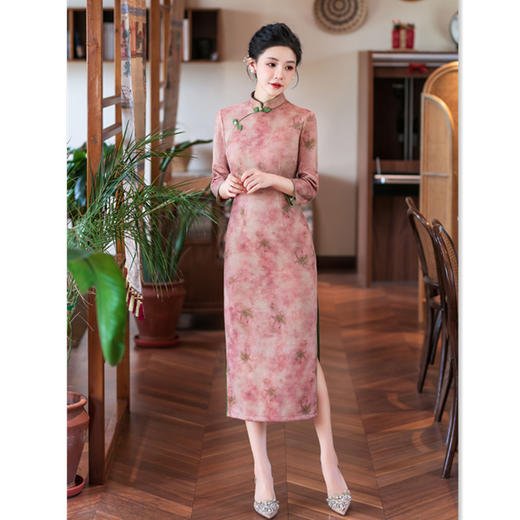 复古国风长款，曼丽绒七分袖旗袍GX-27575 商品图2