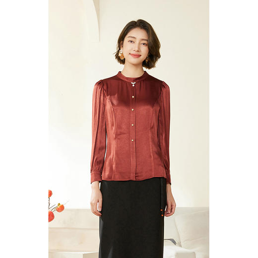 乔万尼缎面衬衫新品法式设计气质通勤商务EM3C321 商品图2