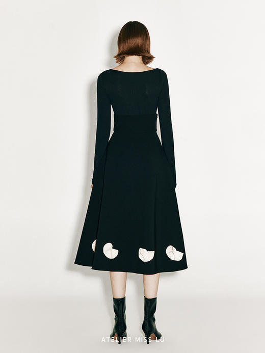 【爱的华尔兹】兰花造型裁片点缀高腰大摆伞裙 商品图2