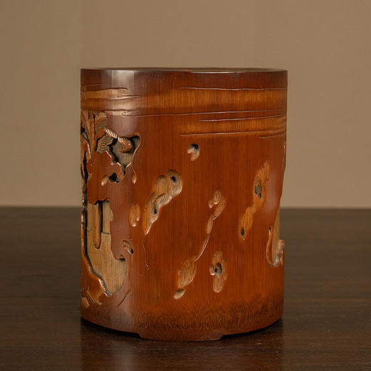 清 竹雕蕉荫仕女笔筒 商品图2