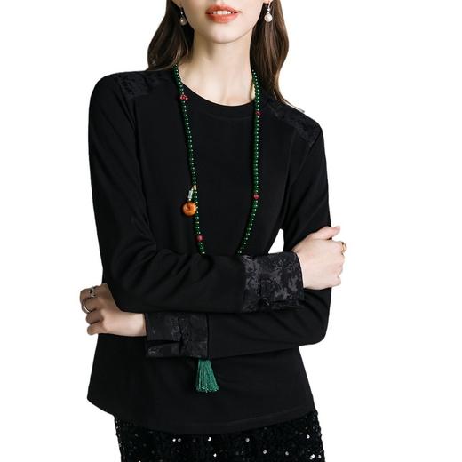 486558 # 2024缎面提花弹力棉T，90.8%棉，9.2%氨纶，穿大不穿小，穿出松弛感！尽量拍大一码，配马甲开衫西服风衣外套均可！袖口可卷边穿着！ 商品图4