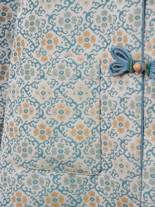 盛唐婧 |中式国风宋锦莲花缠枝纹对襟外套 商品图4