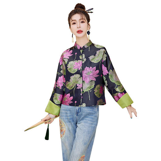 新中式风提花设计立领外套遮肉显瘦潮流百搭上衣HR-WS26029 商品图4