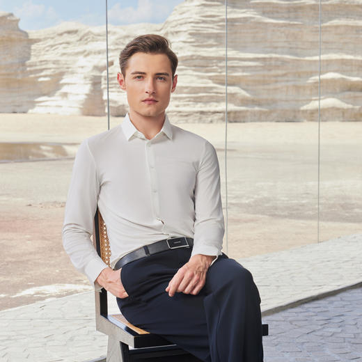 半身缘男装 秋季三防面料防水防油污透气柔软舒适衬衫243112M01012881 商品图3