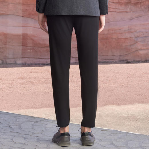 半身缘男裤 秋季柔顺挺括有型印花时尚大方皮标小西裤253101M37603414 商品图4