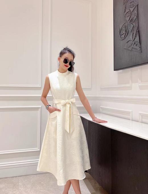 铅白、橘红、黛蓝色高级提花轻礼服连衣裙LZ3S68 商品图1