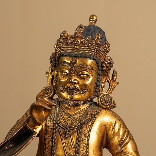 清 铜鎏金大黑天二臂玛哈嘎拉像（红木座） 商品图2