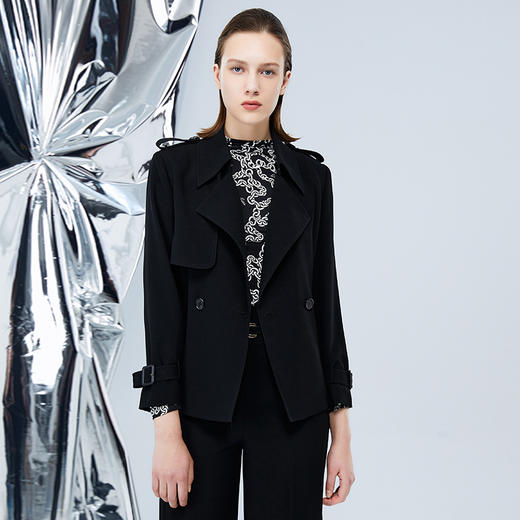 EITIE爱特爱秋季款经典翻领收腰显瘦风衣短外套7504209 商品图2