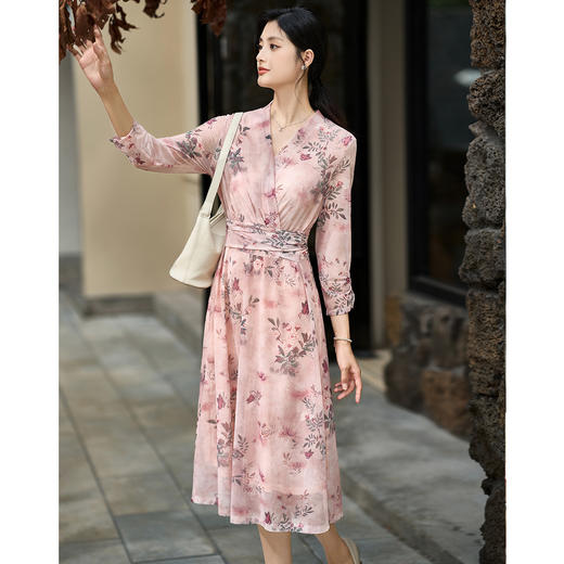 【山茶花连衣裙】2026春季慵懒松弛温柔风修身碎花裙3541 商品图4