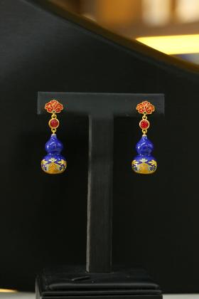 吉祥福禄珐琅彩耳坠