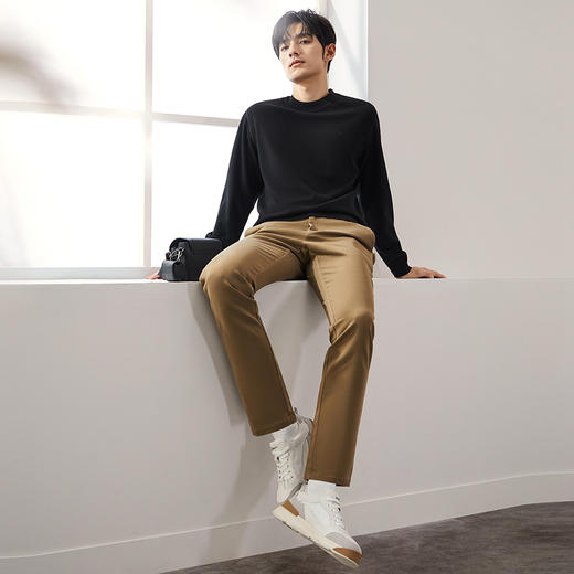 【含羊毛】柒牌加绒卫衣男2024冬季厚款时尚休闲几何提花圆领上衣	127W70560 商品图3