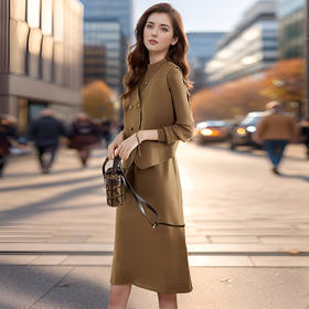 奢姿2024年冬季新款大码女装马甲针织裙两件套胖妹妹气质名媛套装9844926855