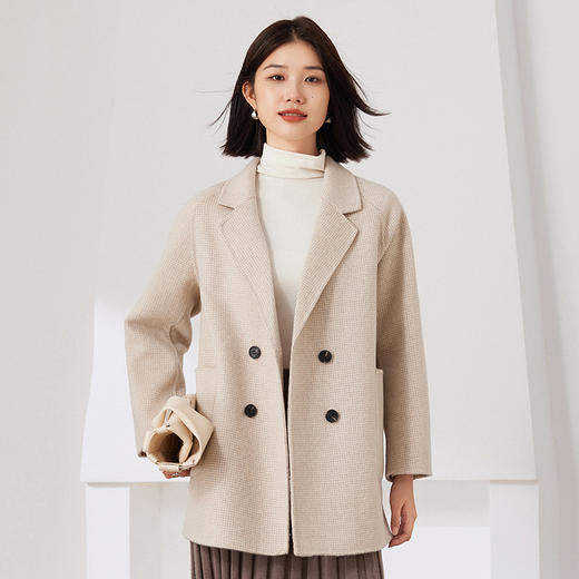 Avann中长款格子100%羊毛外套S067 商品图1