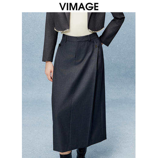 VIMAGE纬漫纪秋季新款时尚气质纯色百搭显瘦长裙半身裙V2206809 商品图5