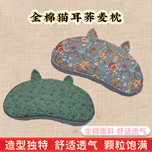 纯棉猫耳朵枕全荞麦壳枕头成人学生可拆洗枕芯午休单人助眠 商品图4