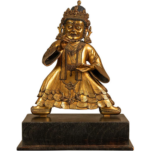 清 铜鎏金大黑天二臂玛哈嘎拉像（红木座） 商品图5