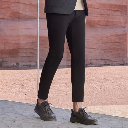 半身缘男裤 秋季柔顺挺括有型印花时尚大方皮标小西裤253101M37603414 商品图1