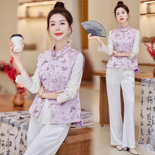 新中式提花马甲，时尚打底衫HR-2610T 商品图2