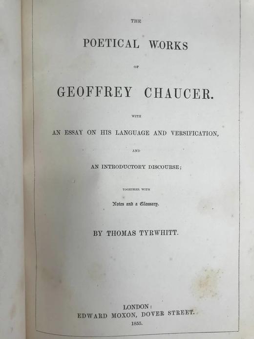 含藏书票！1843年 乔叟诗集 1幅肖像插图 全真皮精装18开 商品图5