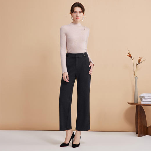 EITIE爱特爱秋季新款时尚高腰显瘦通勤干练百搭长裤D2405401 商品图3