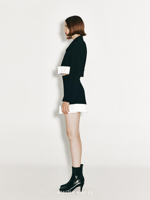 【天鹅湖】下摆蝴蝶结设计撞色小A字半裙 商品图1