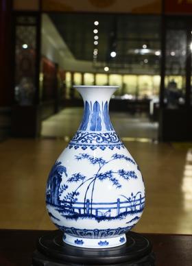 仿清光绪青花蕉叶纹玉壶春瓶