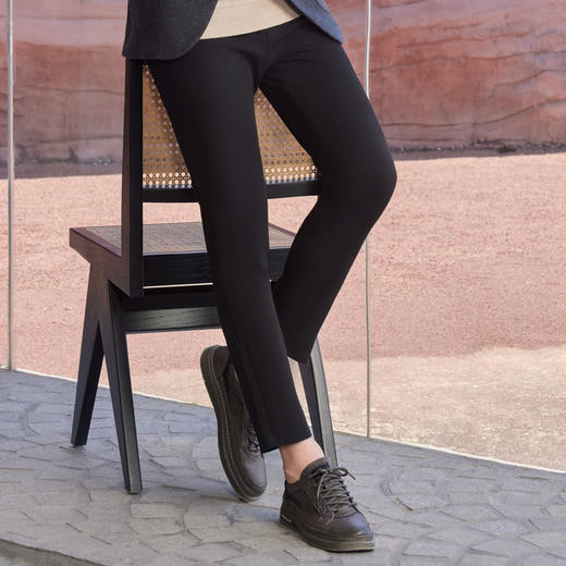 半身缘男裤 秋季柔顺挺括有型印花时尚大方皮标小西裤253101M37603414 商品图2