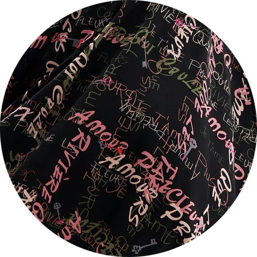 HJ2S09_水红色_连衣裙_夏季_简约大方彩线涂鸦字母印花圆领收腰 A 字大摆裙_高级女装_BERNIEELEN 伯妮斯茵 商品图10