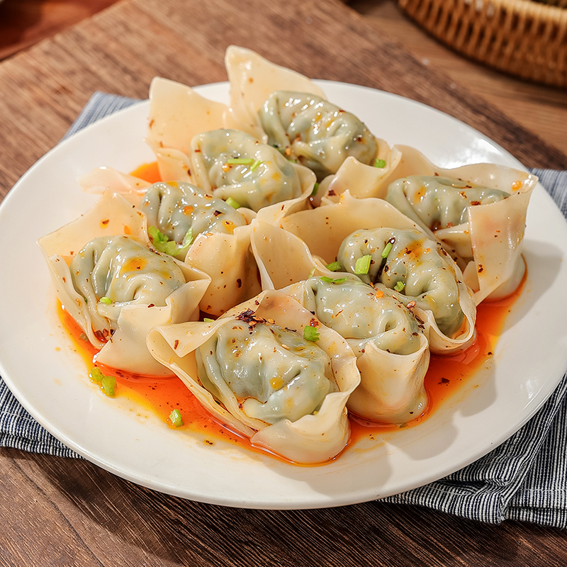 妙维根手工净素大馄饨 | 308g/袋（12只）翡翠荠菜/金耳菌菇/香菇青菜 蒸煎煮