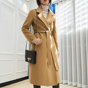 Avann长款系带100%羊毛大衣S04