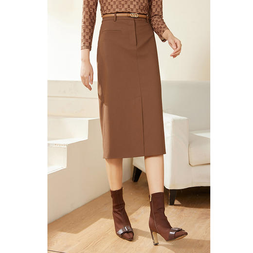 乔万尼半身裙长款新款秋冬复古设计棕色EM3D391 商品图1