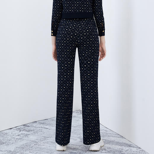 EITIE爱特爱秋季新款时尚百搭显瘦印花高腰长裤女7505212 商品图3