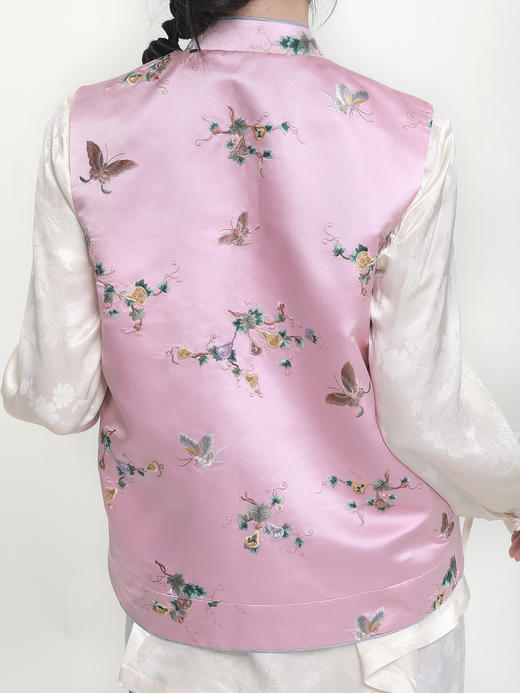 盛唐牡丹|双面穿如意葫芦纹斜襟马甲(里料白色白蝶） 商品图7